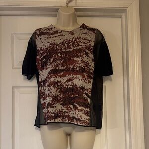 Alexander Wang Abstract Patterned Sheer Sleeve Top